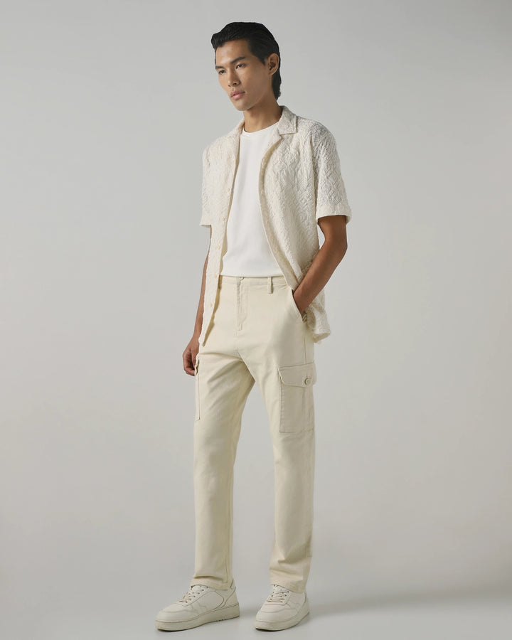 Off White Relaxed Tapered Fit Cotton Cargos