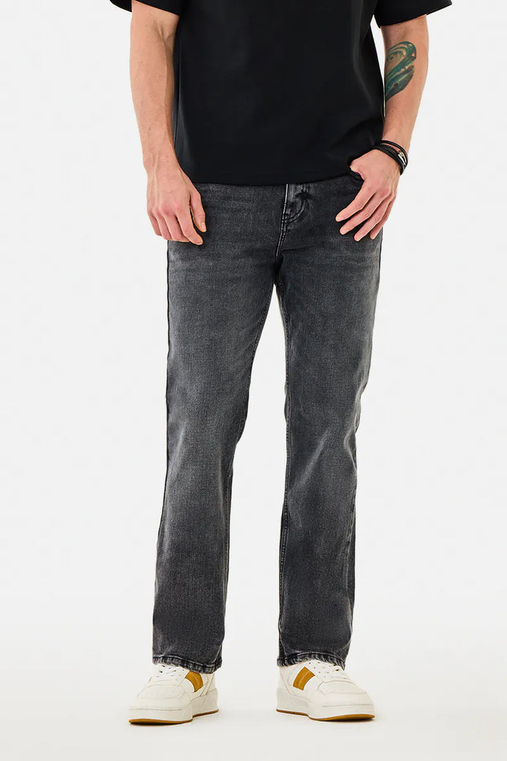 Straight Fit Washed Jeans
