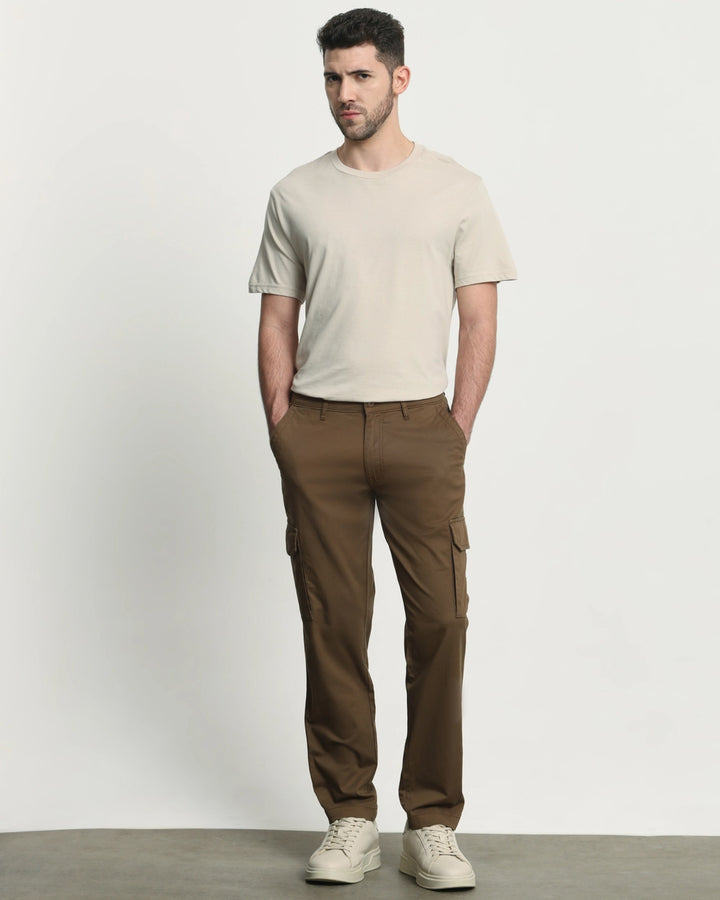 Brown Slim Fit Cotton Cargo