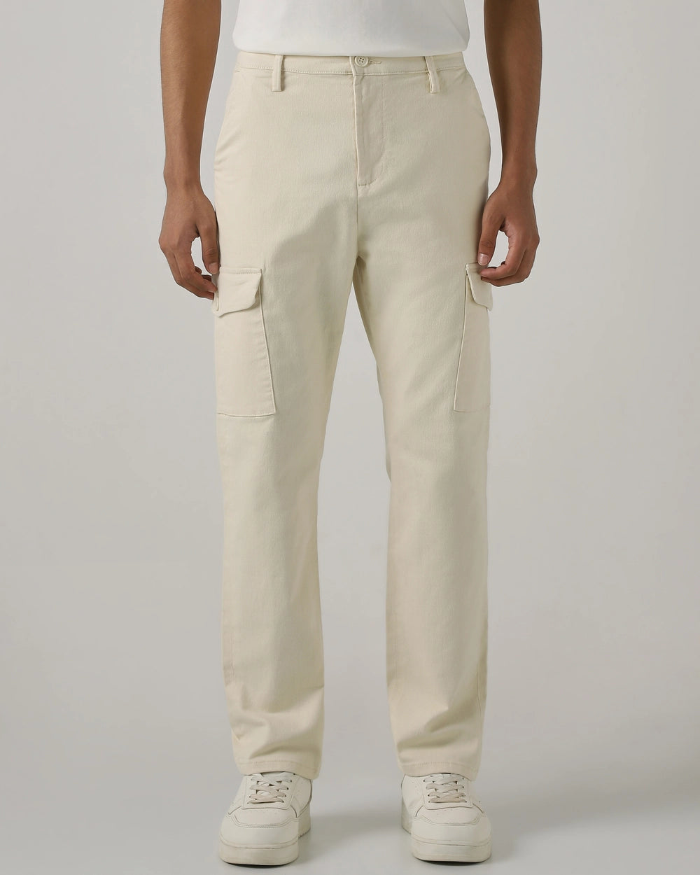 Off White Relaxed Tapered Fit Cotton Cargos
