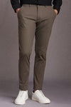 Men Brown Textured Flat Front Casual Trousers