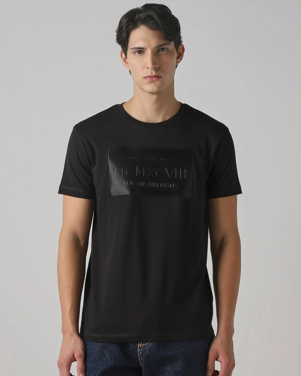 Black Graphic Plain Slim Fit T-Shirt