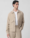 Beige Solid Button Down Relaxed Fit Jacket