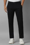 Men Black Slim Fit Solid Flat Front Casual Trousers